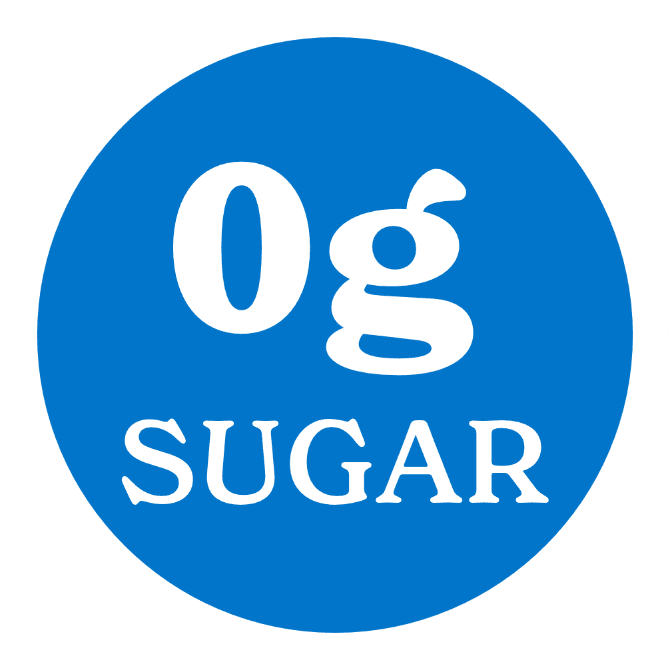 A blue circular badge with a white border contains the text "0g SUGAR" in white, indicating that the Tranquini product with mixed berries flavor contains zero grams of sugar.